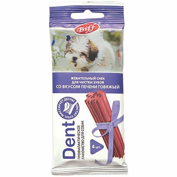 Лакомство для собак Titbit Dent Жевательный снек для чистки зубов со вкусом печени для мелких пород 40 г