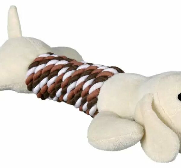 Игрушка для собак Trixie Собака или Бегемот с веревкой плюш, канат 1шт, в ассортименте