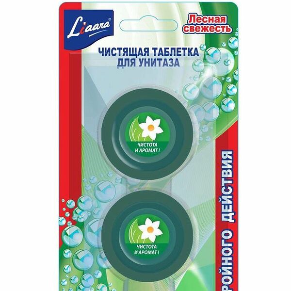 Чистящая таблетка для унитаза Liaara лесная свежесть, 2 шт.