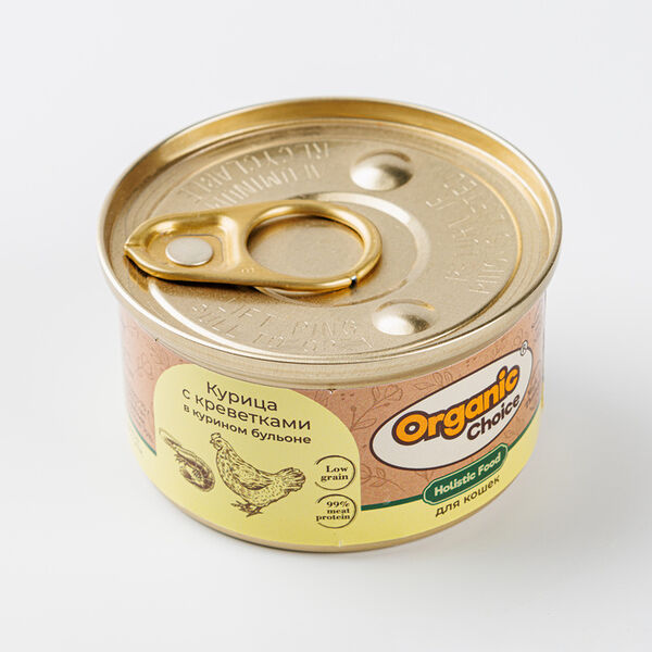 Консервы для кошек Organic Choice Grain Free Курица с креветками в соусе