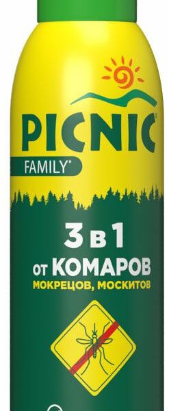 Аэрозоль Picnic Family от комаров москитов мокрецов 150 мл