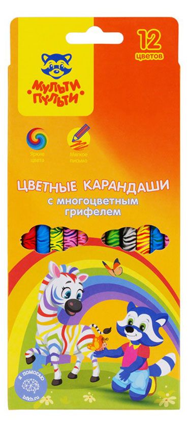 

Набор карандашей МУЛЬТИ-ПУЛЬТИ Енот и радуга, цветных, 12 цветов