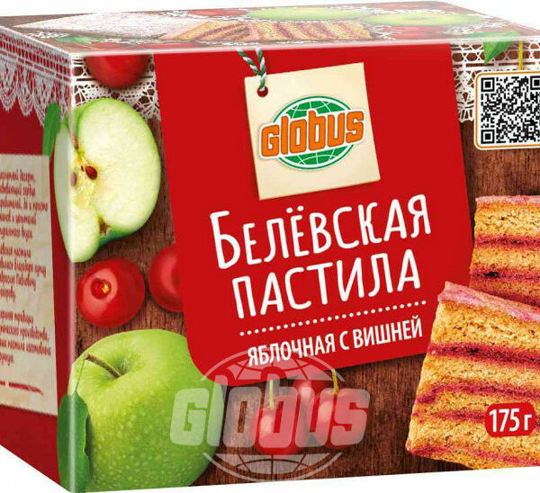 Белевская пастила яблочная Глобус с вишней