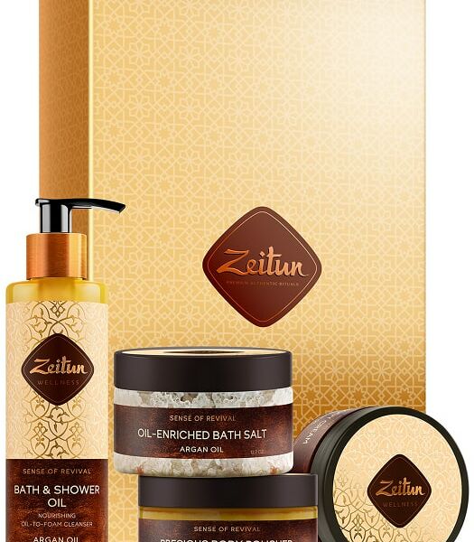 Подарочный набор Zeitun SPA-ритуал восстановления Очищающее масло для душа и ванны Крем для тела Скраб для тела Соль для ванн