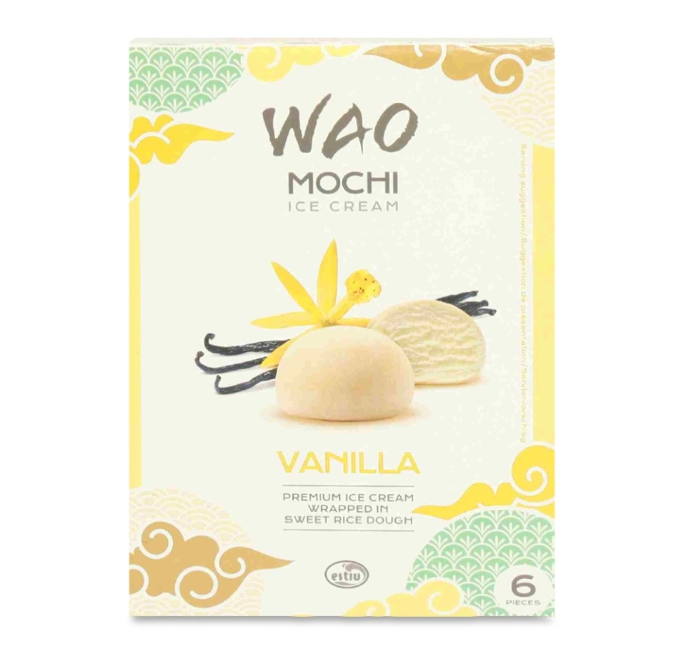 

Десерт Mochi «Ваниль» с/м рисовое тесто с мороженым, Wao Mochi, 210 г, Испания