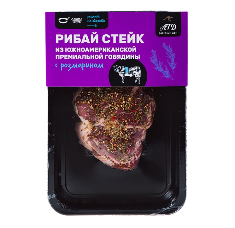 

Стейк Рибай из говядины в обсыпке с розмарином охлажденный АТД Россия 250г