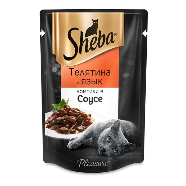Корм для кошек Sheba Pleasure Ломтики с телятиной и языком в соусе 85 г
