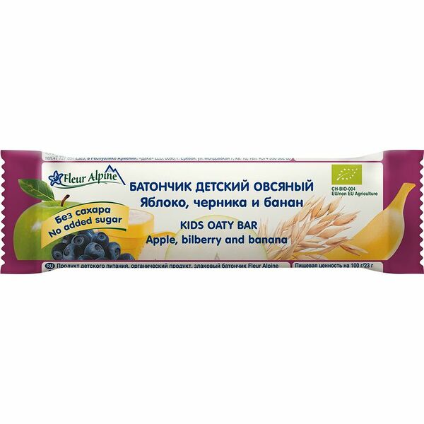 Батончик детский Овсяный Fleur Alpine Яблоко, черника и банан, с 3 лет, 23г