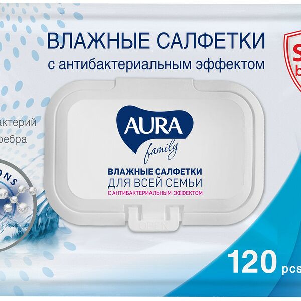 Влажные салфетки Aura Антибактериальные