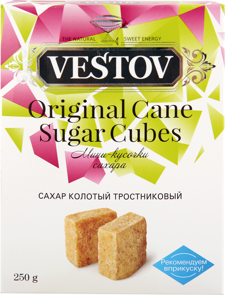 

Сахар тростниковый Vestov коричневый кусковой тонко-колотый, 250 г
