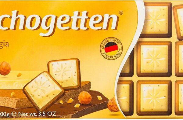 Шоколад Trilogia Schogetten молочный, белый с грильяжем и фундуком, с джандуей и фундуком, 100 г