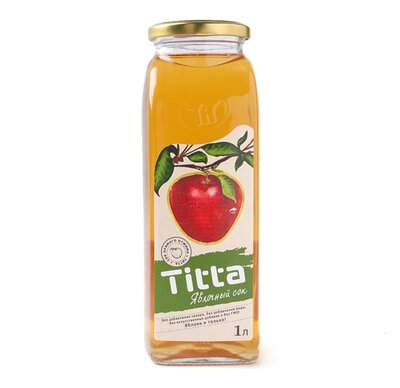 Сок прямого отжима Titta яблочный 1 л 