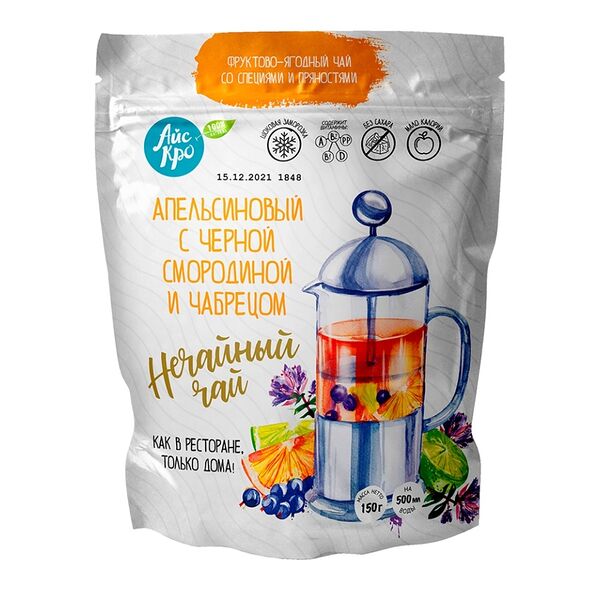 Чай АйсКро Нечайный чай апельсиновый с черной смородиной и чабрецом, замороженный