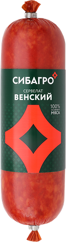 Колбаса копчено-вареная СИБАГРО Сервелат Венский, 350г