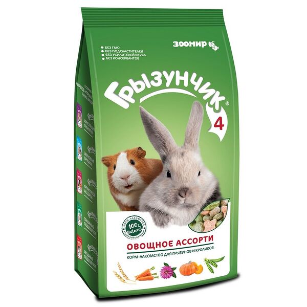 Корм-лакомство для грызунов и кроликов Зоомир Грызунчик 4 Овощное ассорти