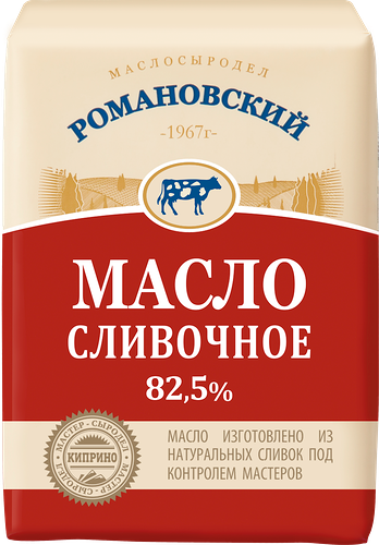 Масло сливочное РОМАНОВСКИЙ МАСЛОСЫРОДЕЛ Традиционное 82,5%, без змж, 180г