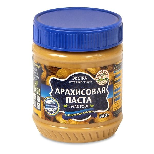 Паста арахисовая Азбука продуктов с кусочками арахиса, 340 г