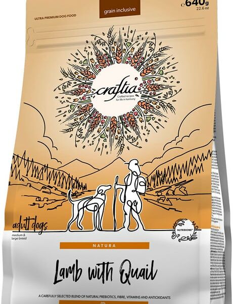 Сухой корм для собак Craftia Natura для средних и крупных пород из ягненка с перепелкой 640г