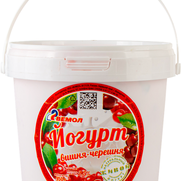 Йогурт Вемол вишня-черешня 2,5%, бзмж