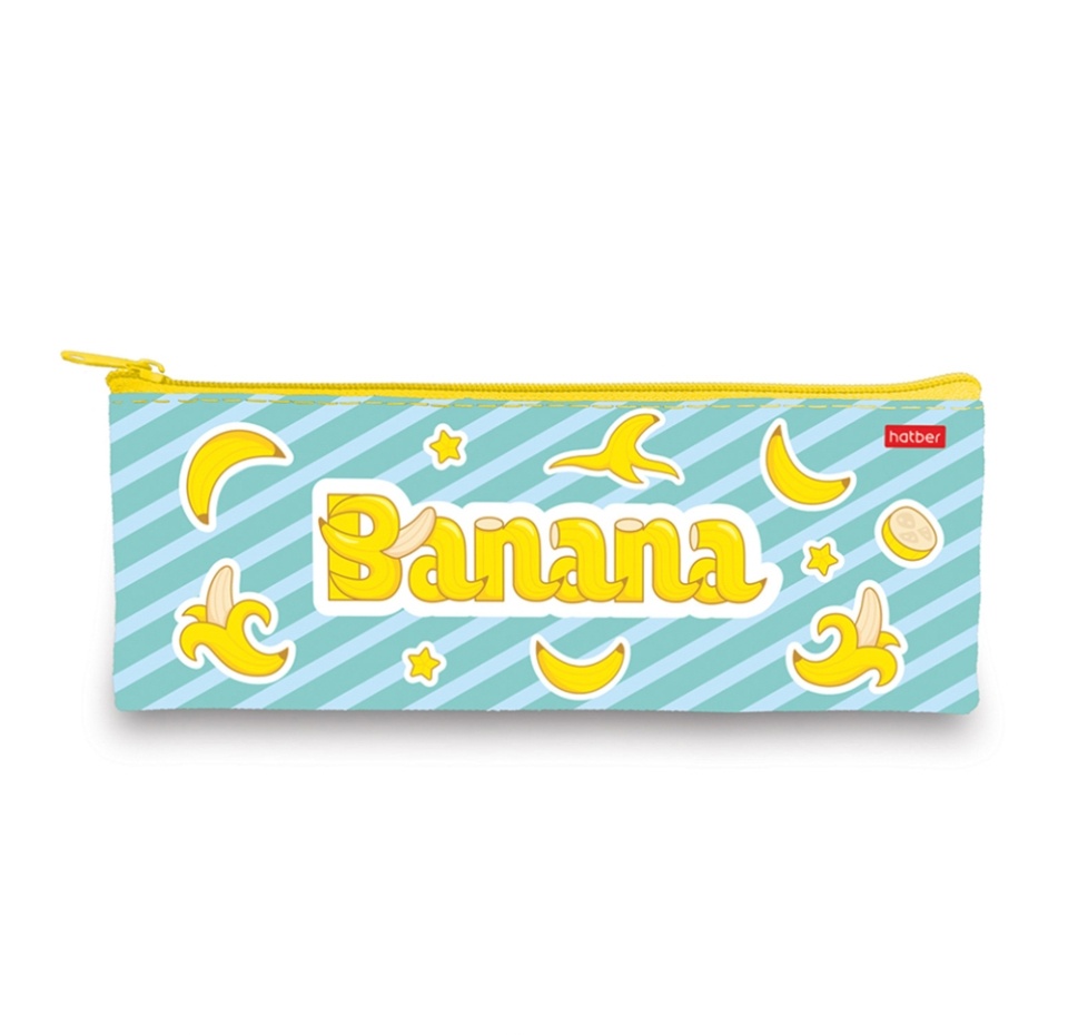 

Пенал HATBER 195х75 мм на молнии мягкий Banana