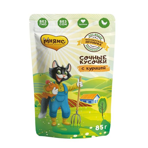 Корм для кошек Мнямс Фермерская ярмарка сочные кусочки с курицей