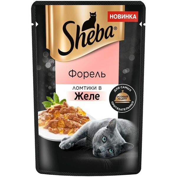 Корм Sheba Ломтики в Желе Форель для взрослых кошек, 75г