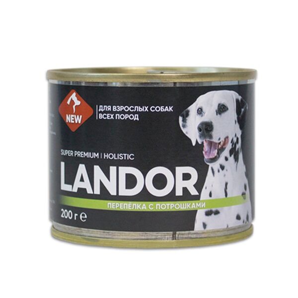 Landor полнорационный консервированный влажный корм для собак всех пород Перепёлка с потрошками