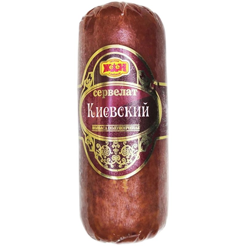 

Колбаса полукопченая из мяса птицы ЖЕЛЕН Сервелат Киевский 350 г