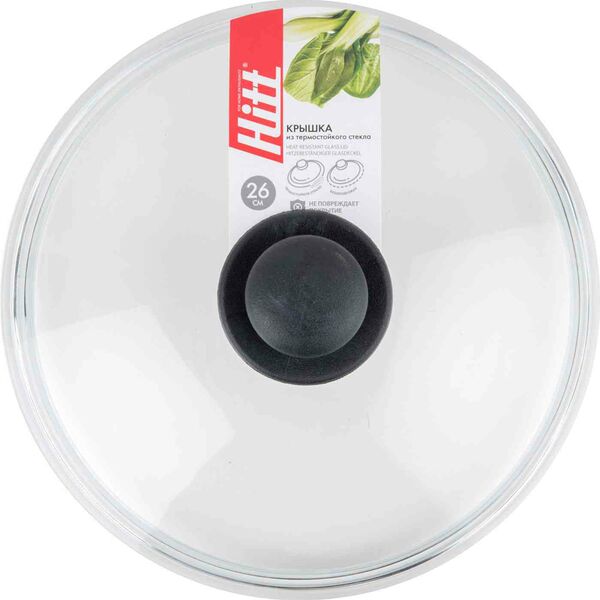 Крышка  из термостойкого стекла Hitt Basic HB-L26 безободковая, 26 см