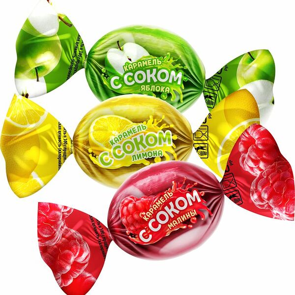 Карамель Красная цена с соком и фруктовой начинкой ассорти, вес