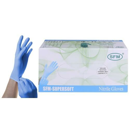 Перчатки SFM нитриловые смотровые нестерильные неопудренные размер M голубые 200 шт