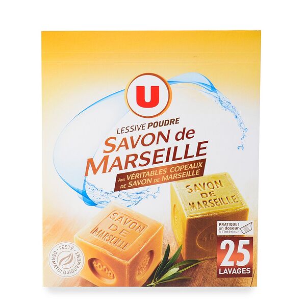 Стиральный порошок с марсельским мылом, Sistem U, 25 циклов, Франция