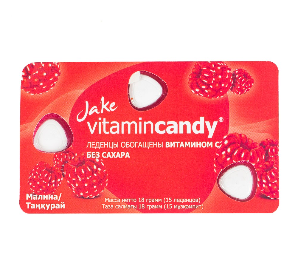 

Леденцы Jake Vitamincandy с витамином C без сахара малина 15 шт.