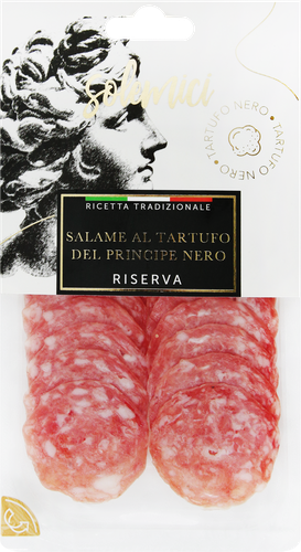 

Колбаса сыровяленая SOLEMICI Salame Tartufo del Princepe Nero полусухая, нарезка, 70г