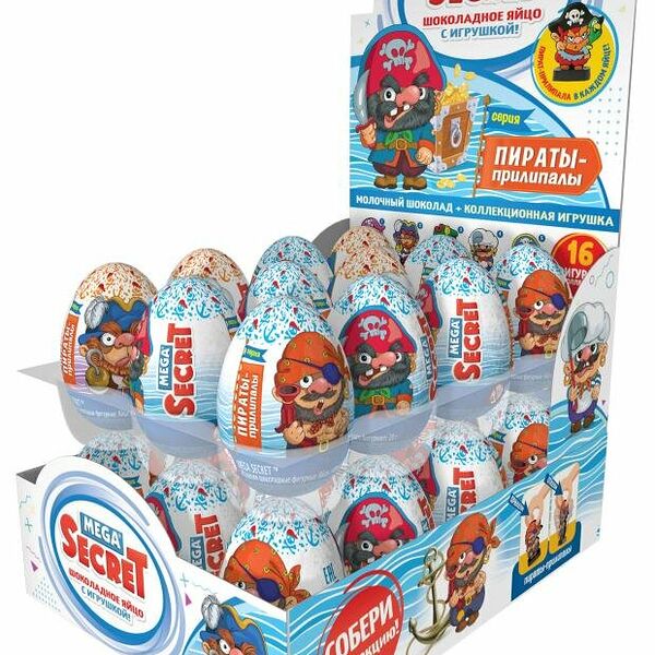 Яйцо шоколадное Mega Secret Пираты с игрушкой в ассортименте 1 шт