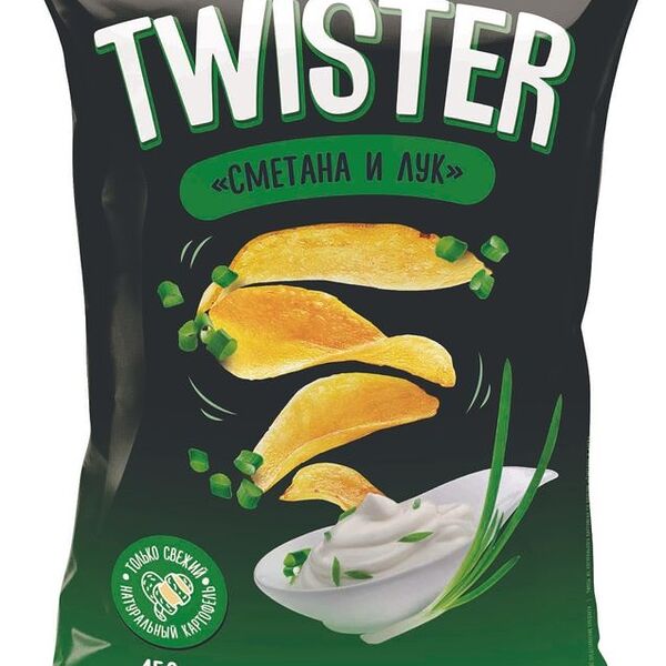 Чипсы картофельные Twister со вкусом сметаны и лука, 150г