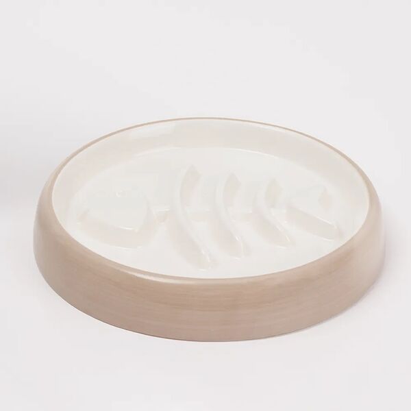 Миска керамическая для медленного поедания для кошек и собак, 19 см, серая