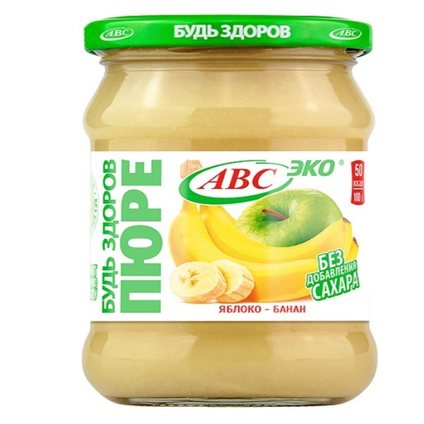 Пюре фруктовое ABC Будь здоров! яблоко-банан без сахара