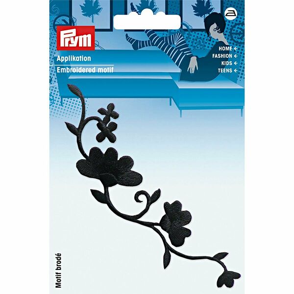 926150 Термоаппликация Гирлянда из цветов, черны цв. Prym