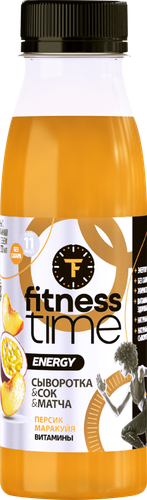 

Напиток сывороточный Fitness time Персик, маракуйя, без змж 270 мл