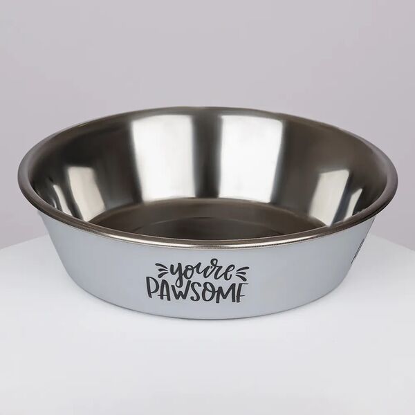 Миска металлическая для собак, 22 см, серая