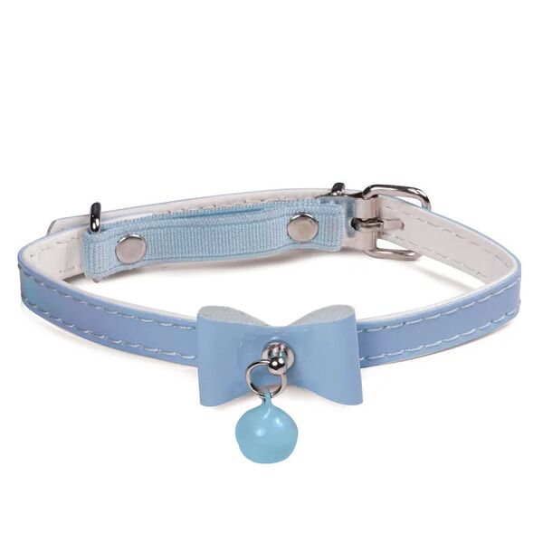 Ошейник Triol из искусственной кожи, для кошек и маленьких собак, Бантик XS, голубой, 10x310мм