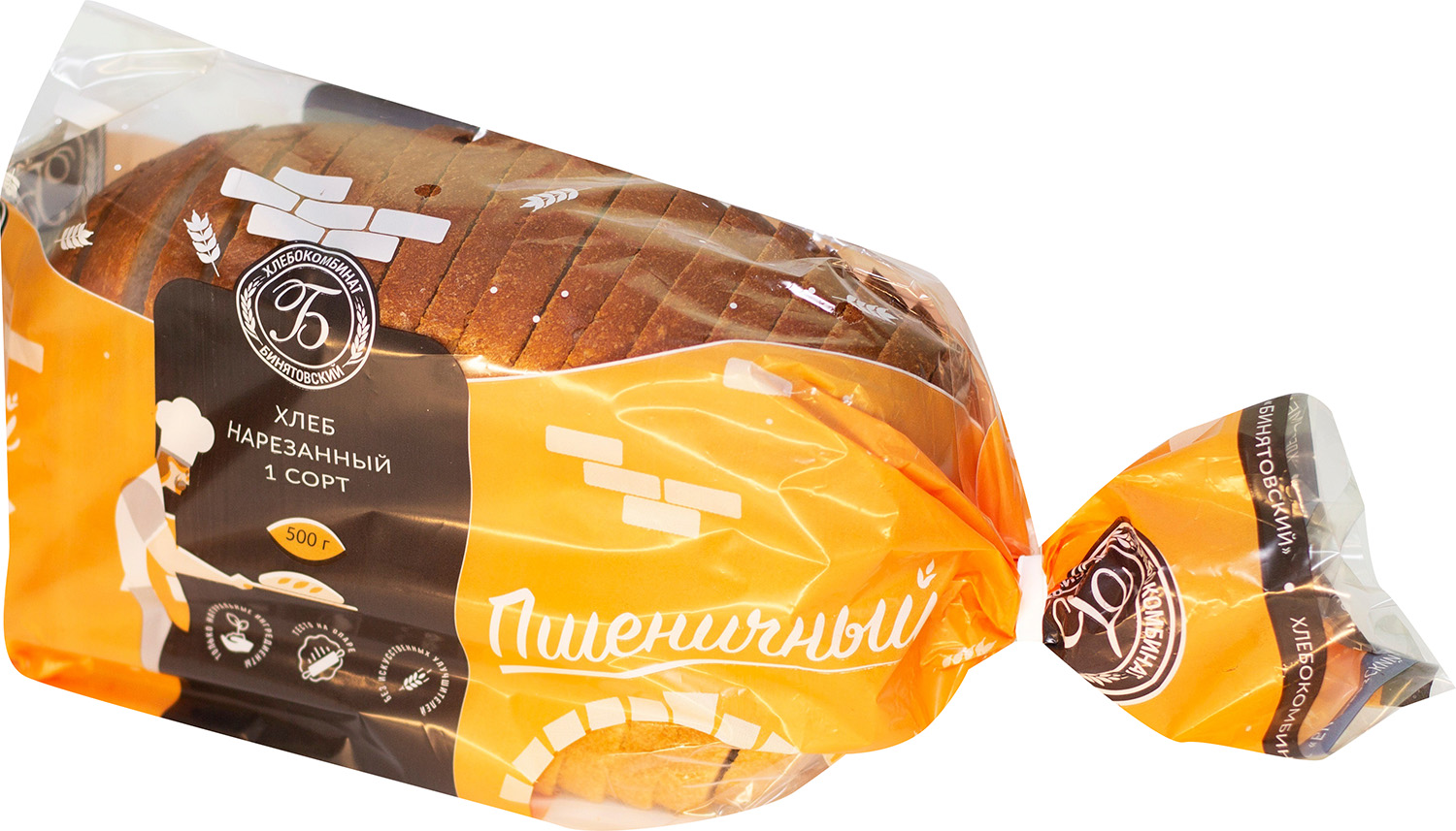 

Хлеб Хлебокомбинат Бинятовский Пшеничный формовой 1 сорта в нарезке 500 г