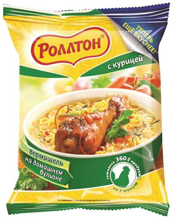

Вермишель Роллтон на домашнем бульоне курица дизайн упаковки в ассортименте 60 г
