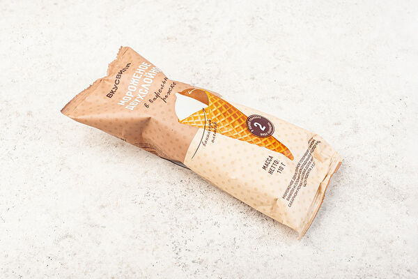 Мороженое двухслойное в вафельном рожке(Продукт замороженный)