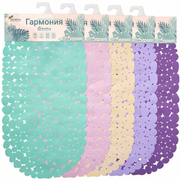 Коврик для ванны Вилина Гармония с присосками дизайн, в ассортименте, 36х69 см