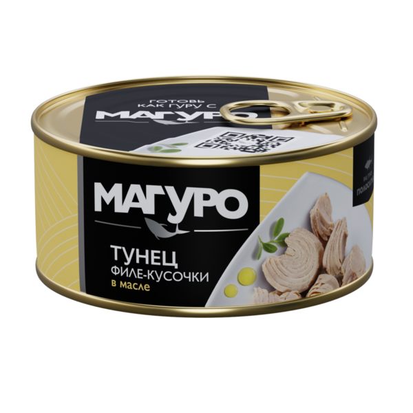 Купить Тунец полосатый Магуро, филе-кусочки в масле по низкой цене с ...