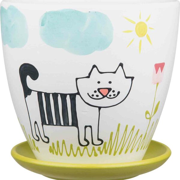 Горшок керамический с подставкой Кот, 1.4 л