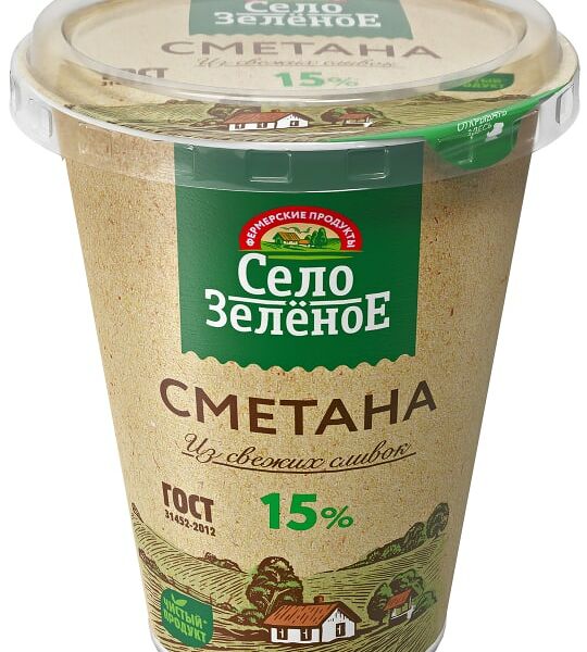 Сметана Село Зеленое 15% 300г