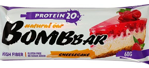 Батончик Bombbar неглазированный Малиновый чизкейк 60г